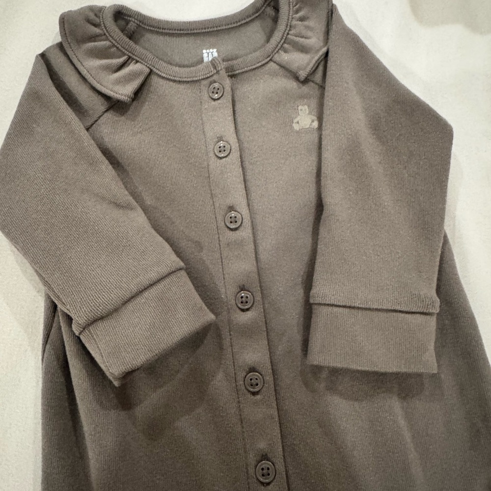 Brown Button-Up Baby Onesie
